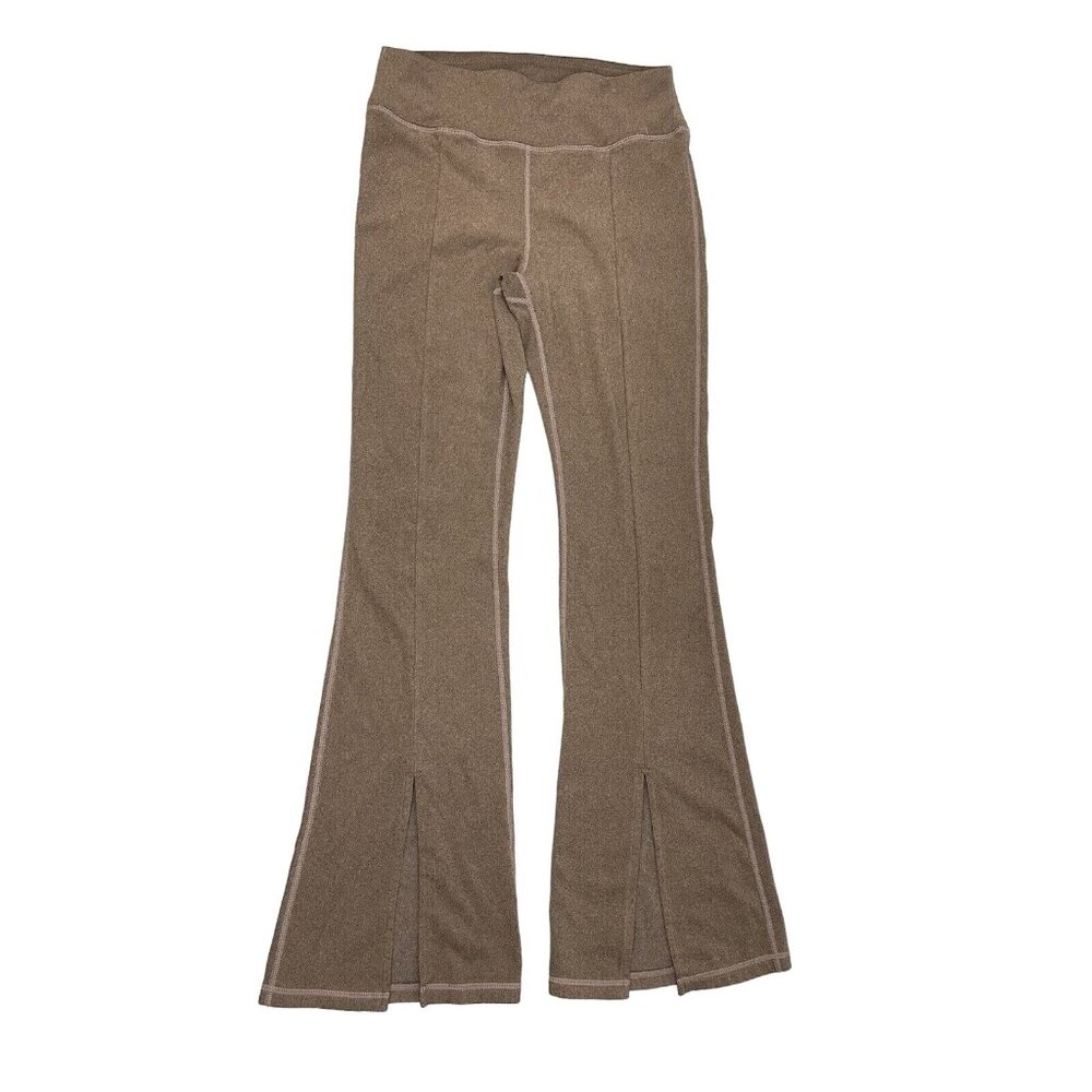 MONO B WOMEN BRUSHED RIBBED FLARE LEGGINGS RIB-FRONT SLIT SIZE M PULL ON - Picture 11 of 16